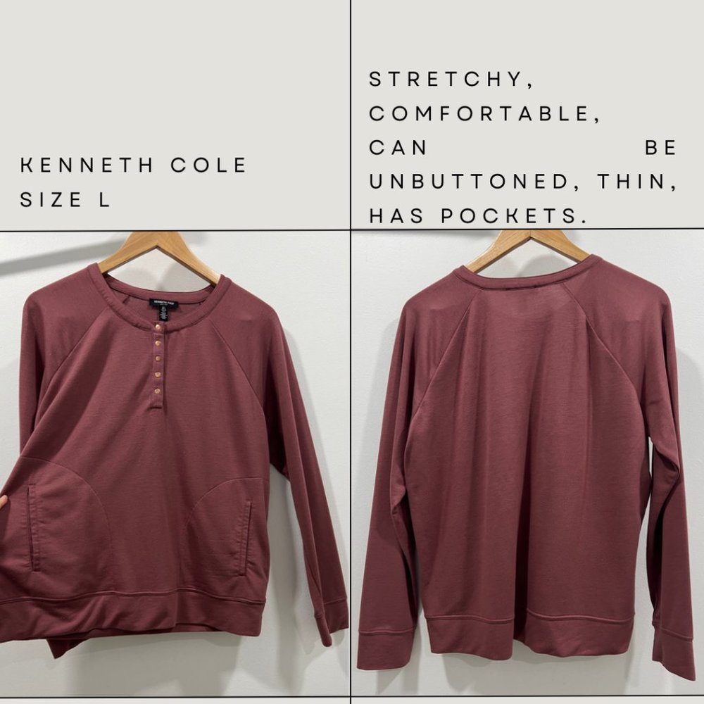 Kenneth Cole dark purple/pink long sleeves with pockets.